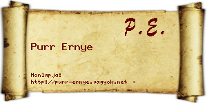 Purr Ernye névjegykártya